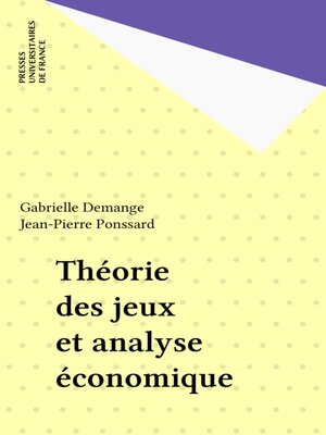 cover image of Théorie des jeux et analyse économique
